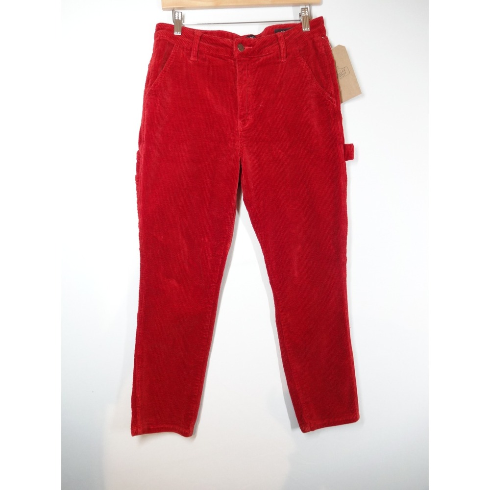Judy Blue Carpenter Pants Womens 28 Red Corduroy Utility High Rise Vintage Style